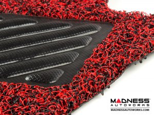 Alfa Romeo Tonale All Weather Floor Mats - Rubber Woven Carpet - Front Set - Red + Black 
